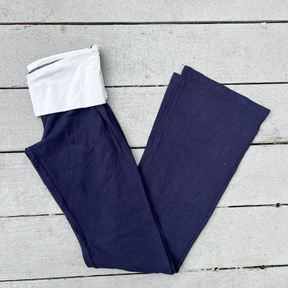 Brandy Melville Fold Over Flare Leggings Navy White
